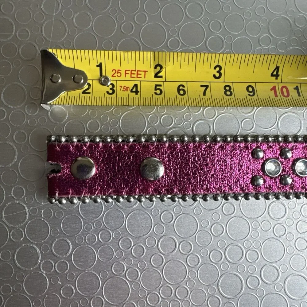 Girls Pink Bling Heart Belt Sz 7 8 M Rhinestone Embellished Strap ONLY No Buckle